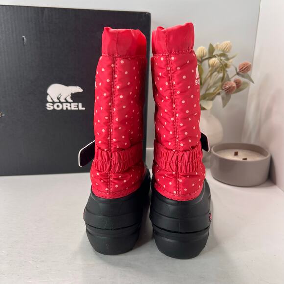 Sorel Flurry Print Adjustable Polka Dots Boots Fuchsia Fizz NC3503-650 Girl's 5 - Picture 4 of 10